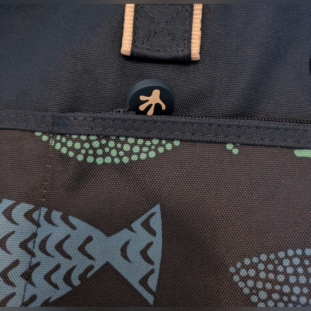Geckobrand Extra Large Beach Shopping Tote 2 Handles 23 X 14 Fish Blue Green - Picture 4 of 10